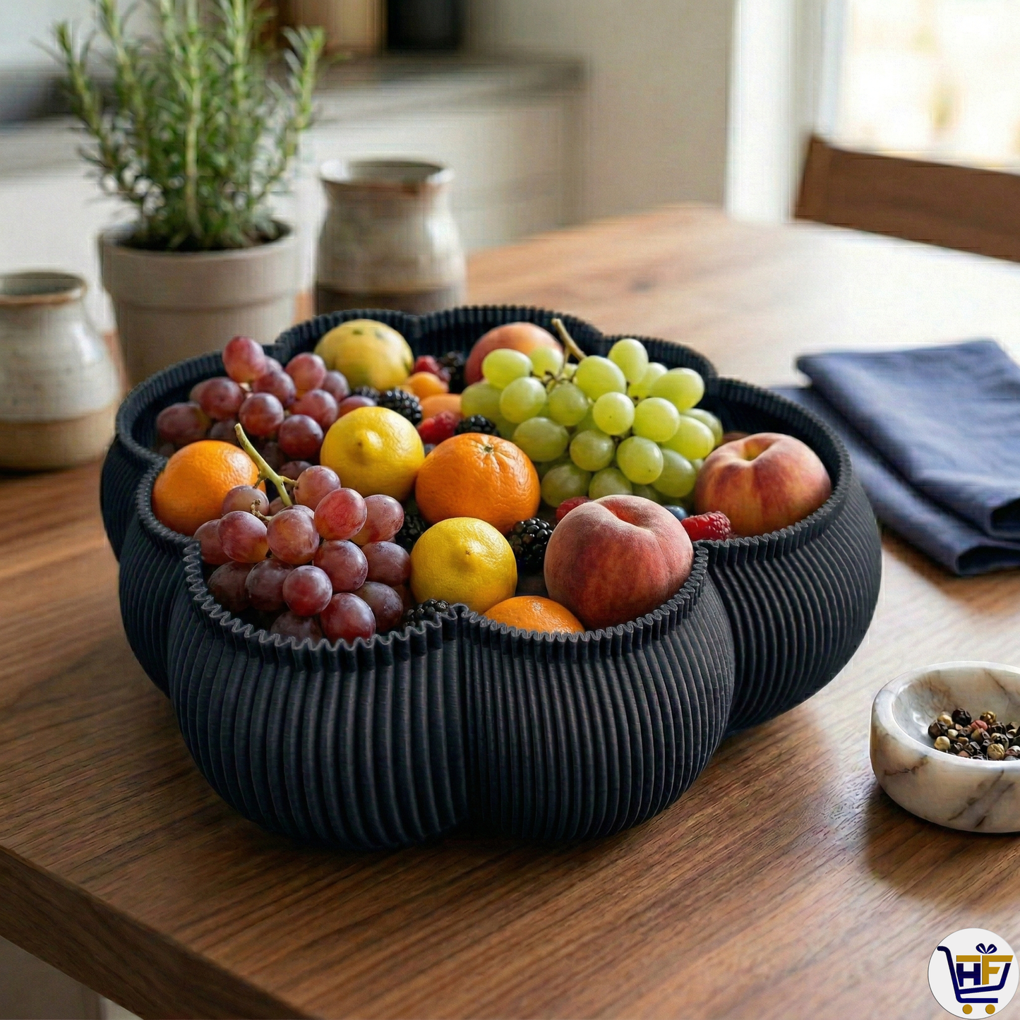 "Cloud Basin" 10" Sculptural Bowl – Modern 3D-Printed Scalloped Catch-All