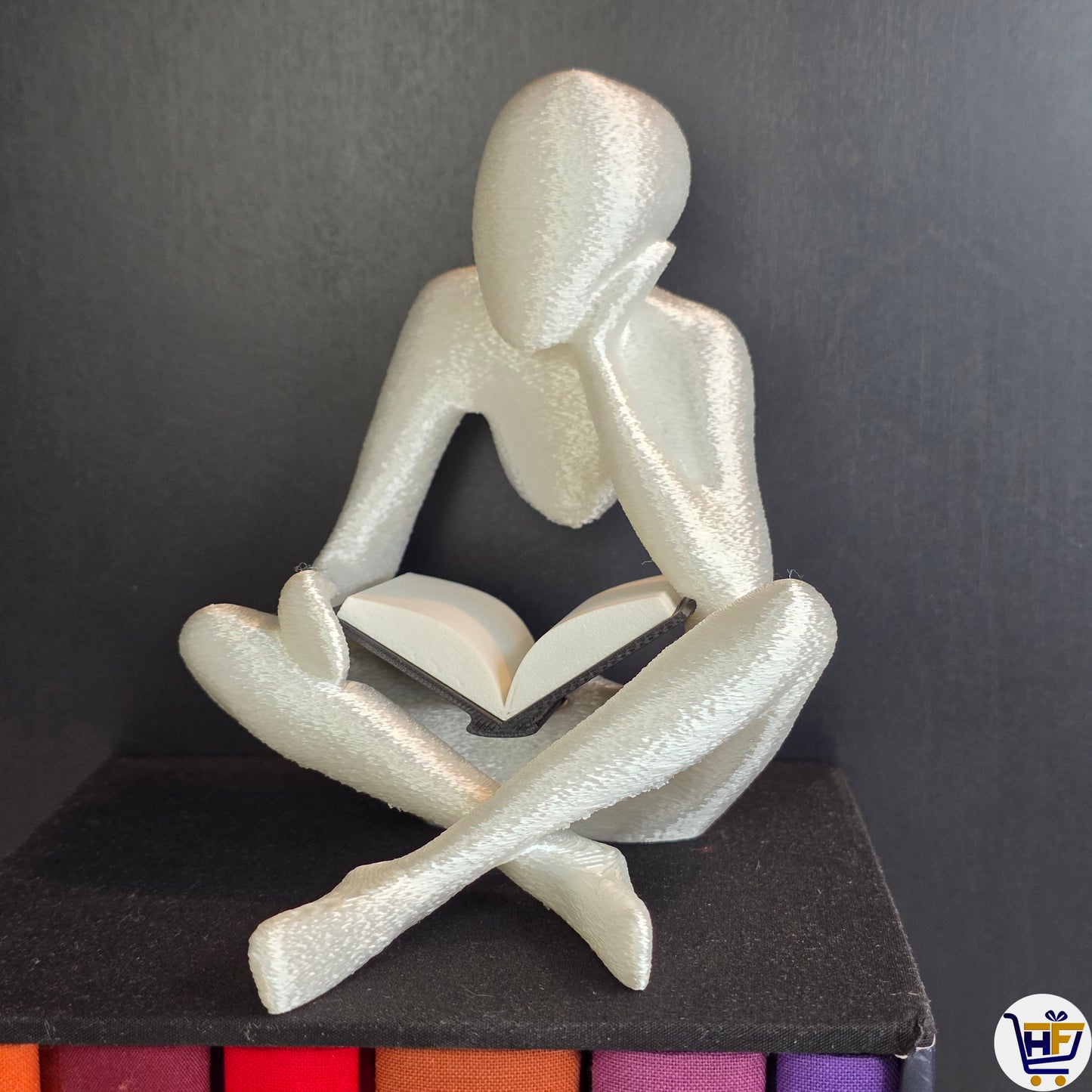 "Luminary Reader" 5" 3D-Printed Figurine – Minimalist Contemplative Art Decor