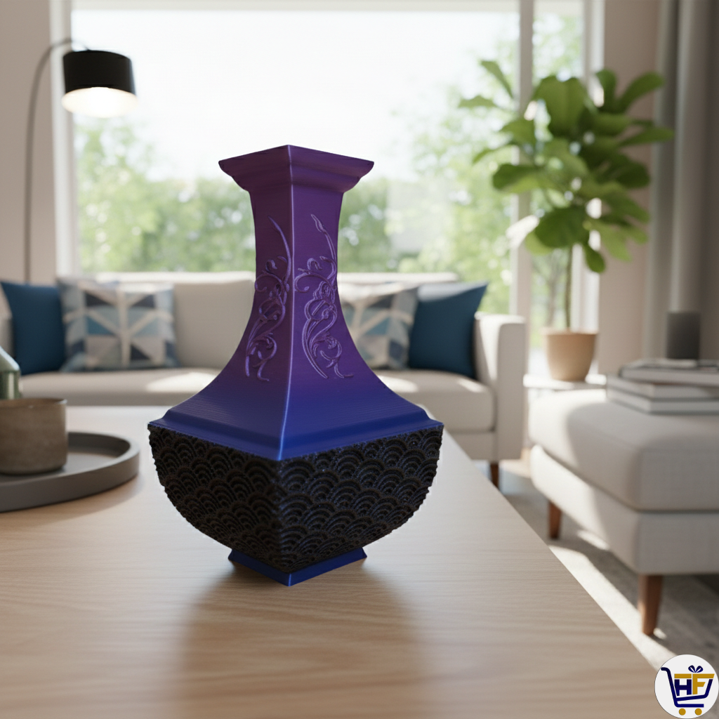 Mystic Dragon 6" 3D-Printed Vase – Indigo Purple Gradient Architectural Vessel