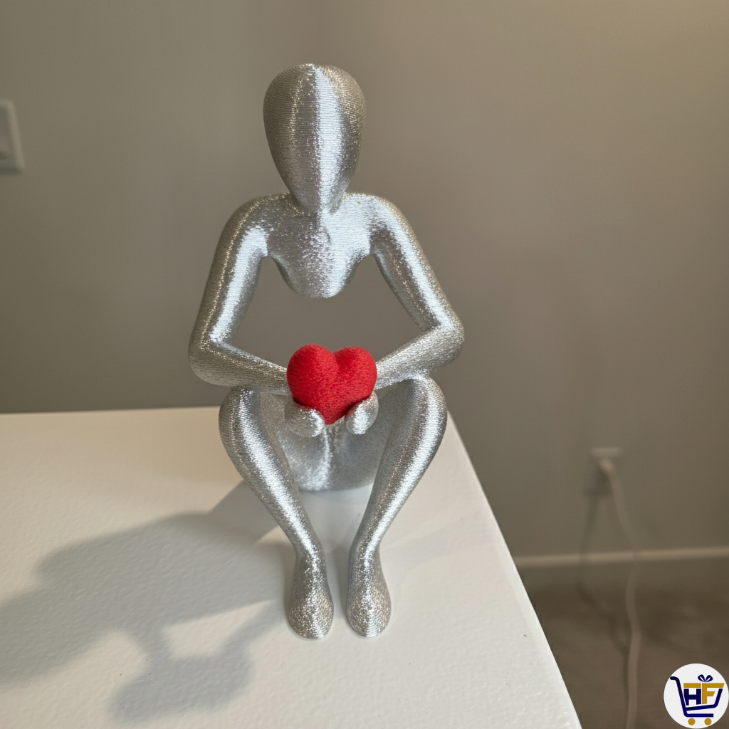 "The Heart’s Refuge" 6" 3D-Printed Figurine | Minimalist Protective Heart Figurine