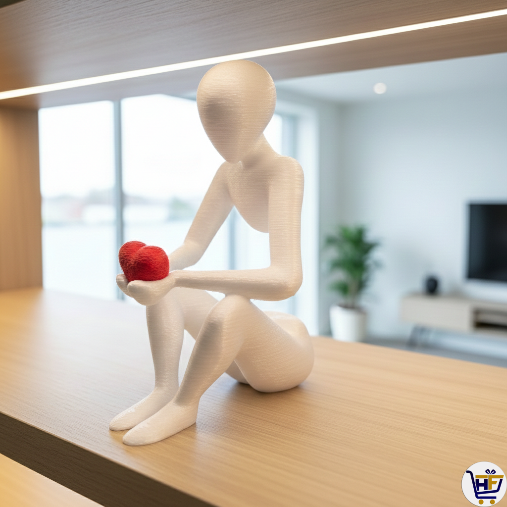"The Heart’s Refuge" 6" 3D-Printed Figurine | Minimalist Protective Heart Figurine