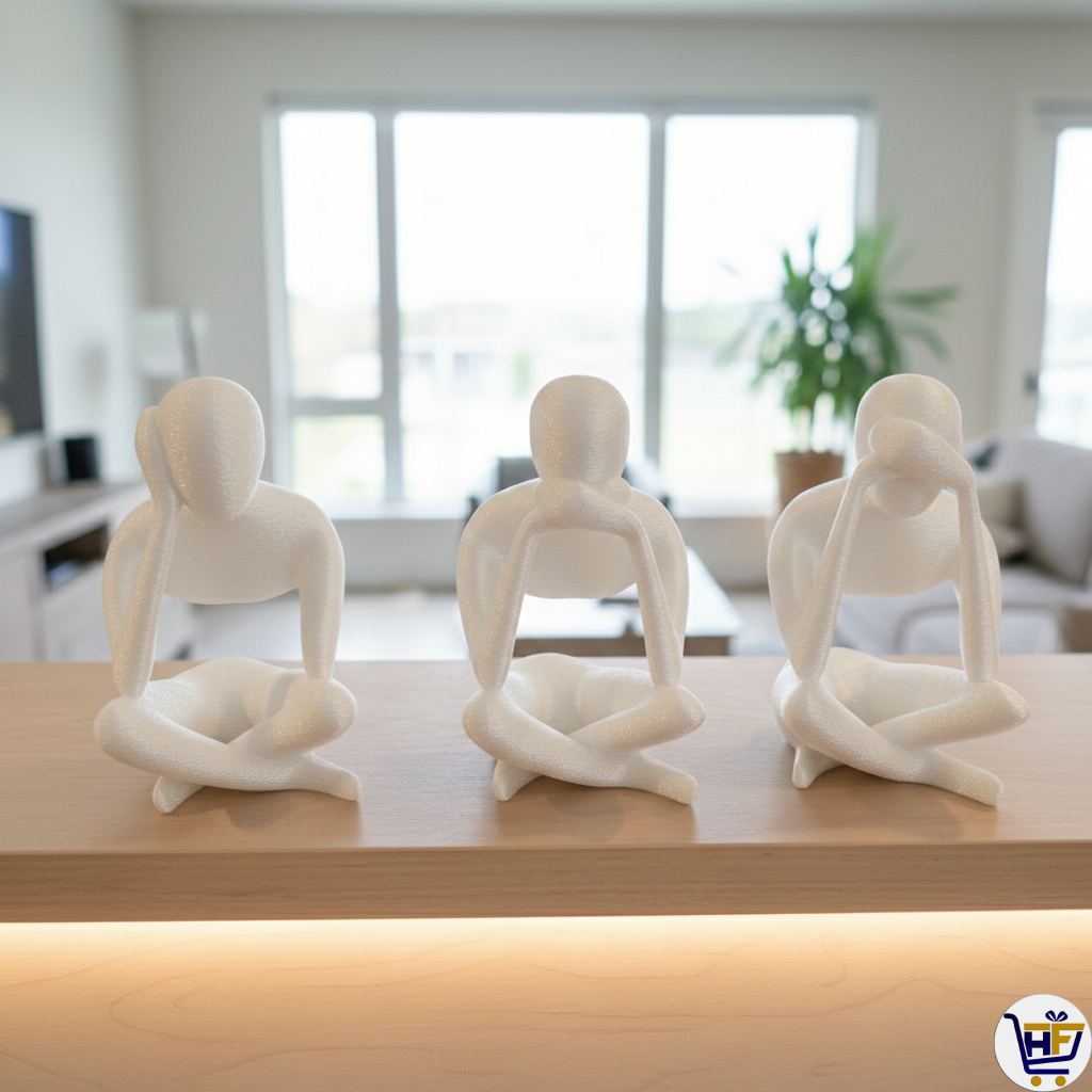 "The Silent Trio" 7" 3D-Printed Figurine Set | Modern Minimalist "No Evil" Decor