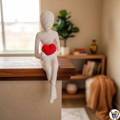 "Heart Guardian" 8" 3D-Printed Figurine | Minimalist Shelf-Sitter Decorative Art