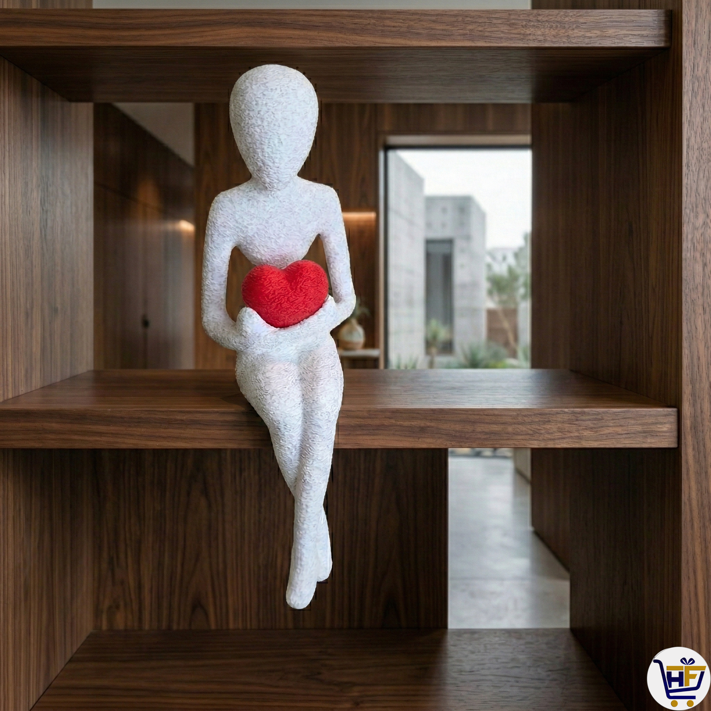 "Heart Guardian" 8" 3D-Printed Figurine | Minimalist Shelf-Sitter Decorative Art