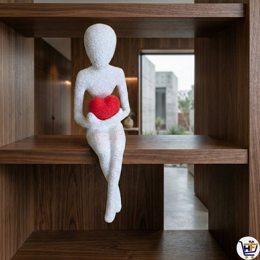 "Heart Guardian" 8" 3D-Printed Figurine | Minimalist Shelf-Sitter Decorative Art