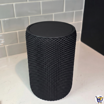 "Woven Pillar" 7" 3D-Printed Desktop Bin – Modern Swing-Lid Workspace Organizer