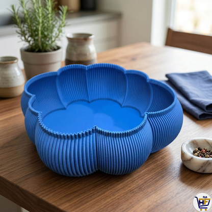 "Cloud Basin" 10" Sculptural Bowl – Modern 3D-Printed Scalloped Catch-All