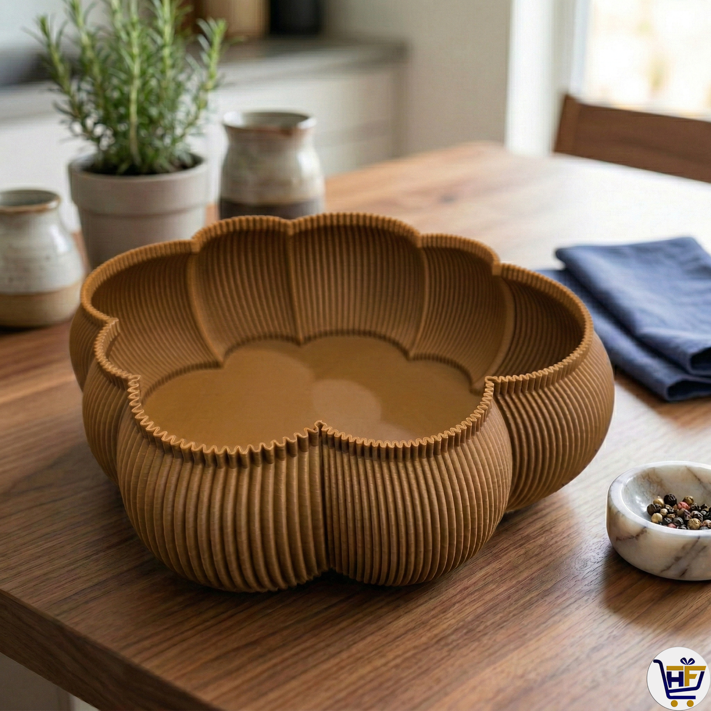 "Cloud Basin" 10" Sculptural Bowl – Modern 3D-Printed Scalloped Catch-All