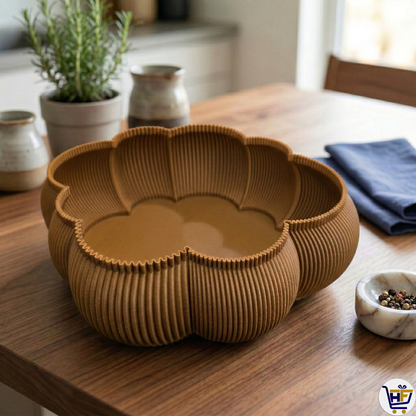 "Cloud Basin" 10" Sculptural Bowl – Modern 3D-Printed Scalloped Catch-All