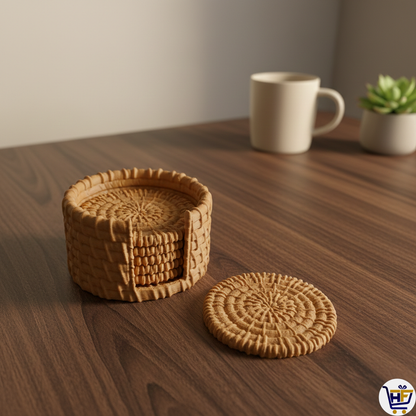 The Weaver's Hub | 4" 3D-Printed Coaster Set | Artisan Basket-Weave Style
