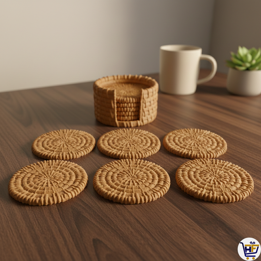 The Weaver's Hub | 4" 3D-Printed Coaster Set | Artisan Basket-Weave Style