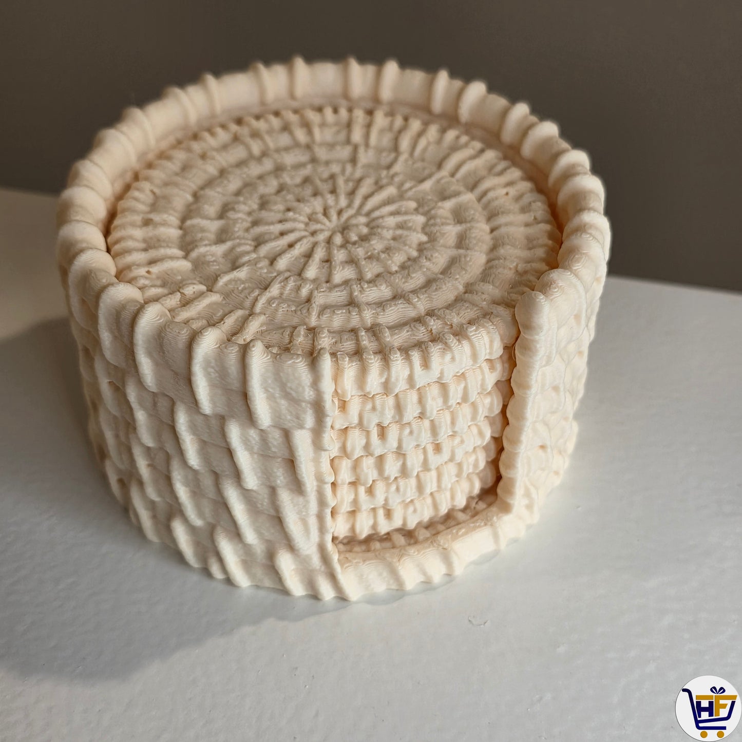The Weaver's Hub | 4" 3D-Printed Coaster Set | Artisan Basket-Weave Style