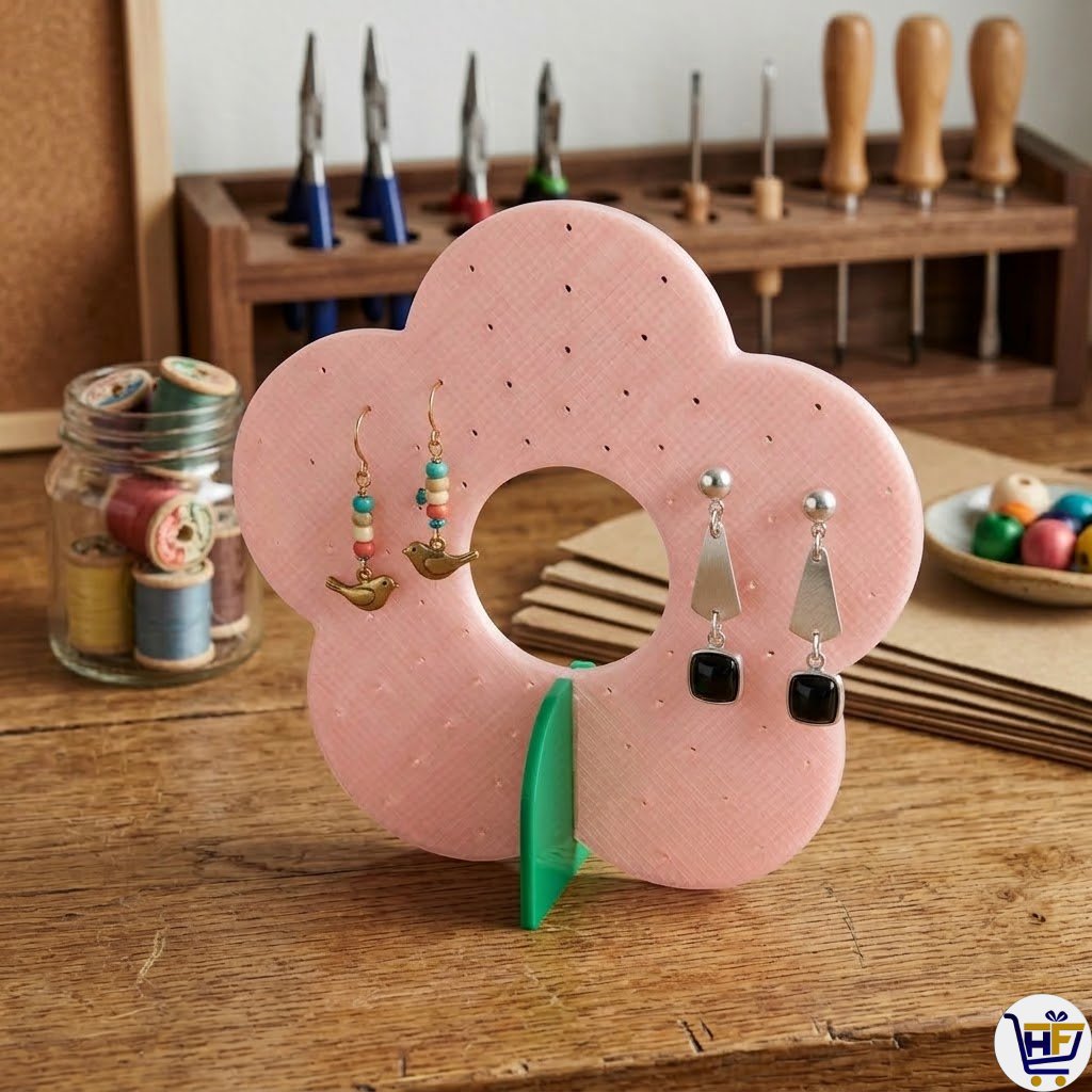 "Bloom & Beam" 3D-Printed Flower Earring Stand – Modern Petal Jewelry Display