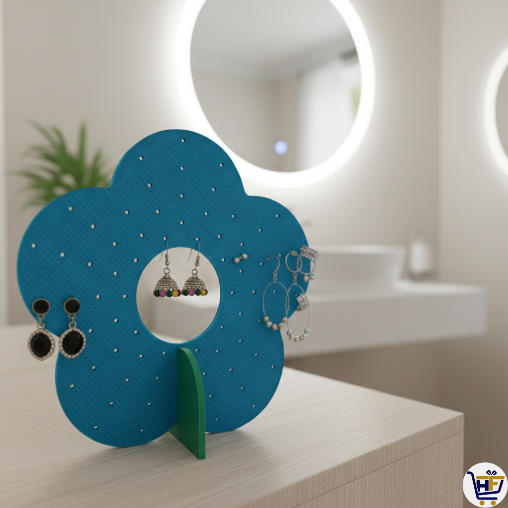 "Bloom & Beam" 3D-Printed Flower Earring Stand – Modern Petal Jewelry Display