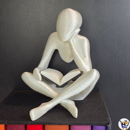 "Luminary Reader" 5" 3D-Printed Figurine – Minimalist Contemplative Art Decor