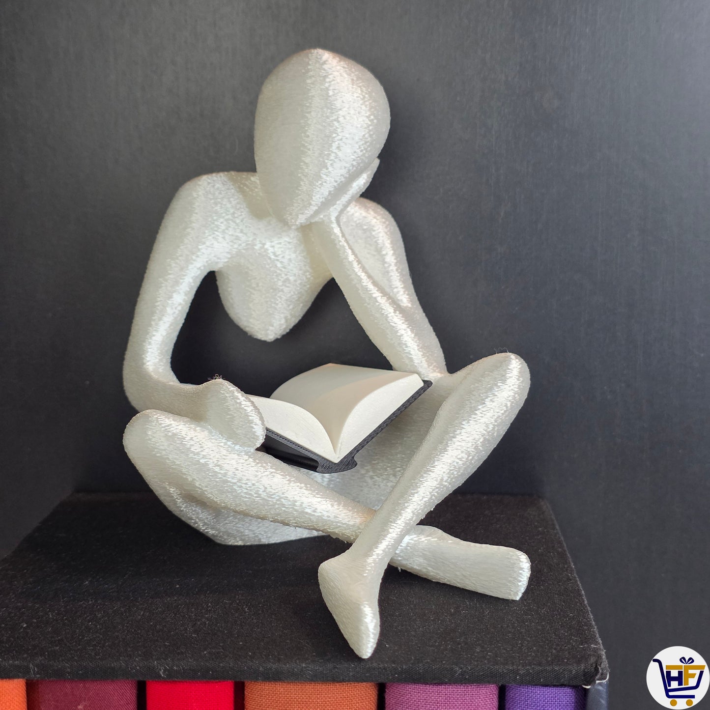 "Luminary Reader" 5" 3D-Printed Figurine – Minimalist Contemplative Art Decor
