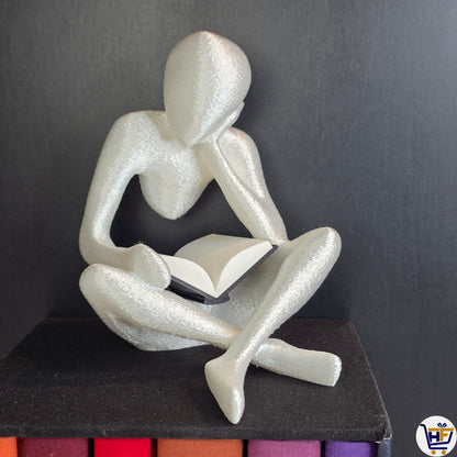 "Luminary Reader" 5" 3D-Printed Figurine – Minimalist Contemplative Art Decor