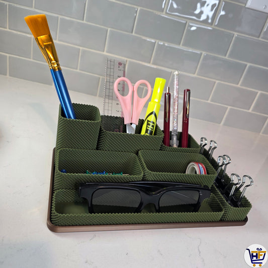 "Grid Master" 10" 3D-Printed Desk Organizer Set – 8-Piece Modular Workspace System