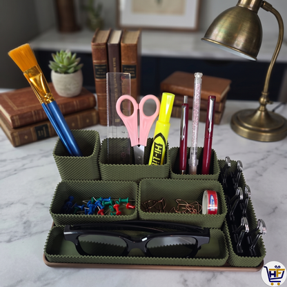 "Grid Master" 10" 3D-Printed Desk Organizer Set – 8-Piece Modular Workspace System