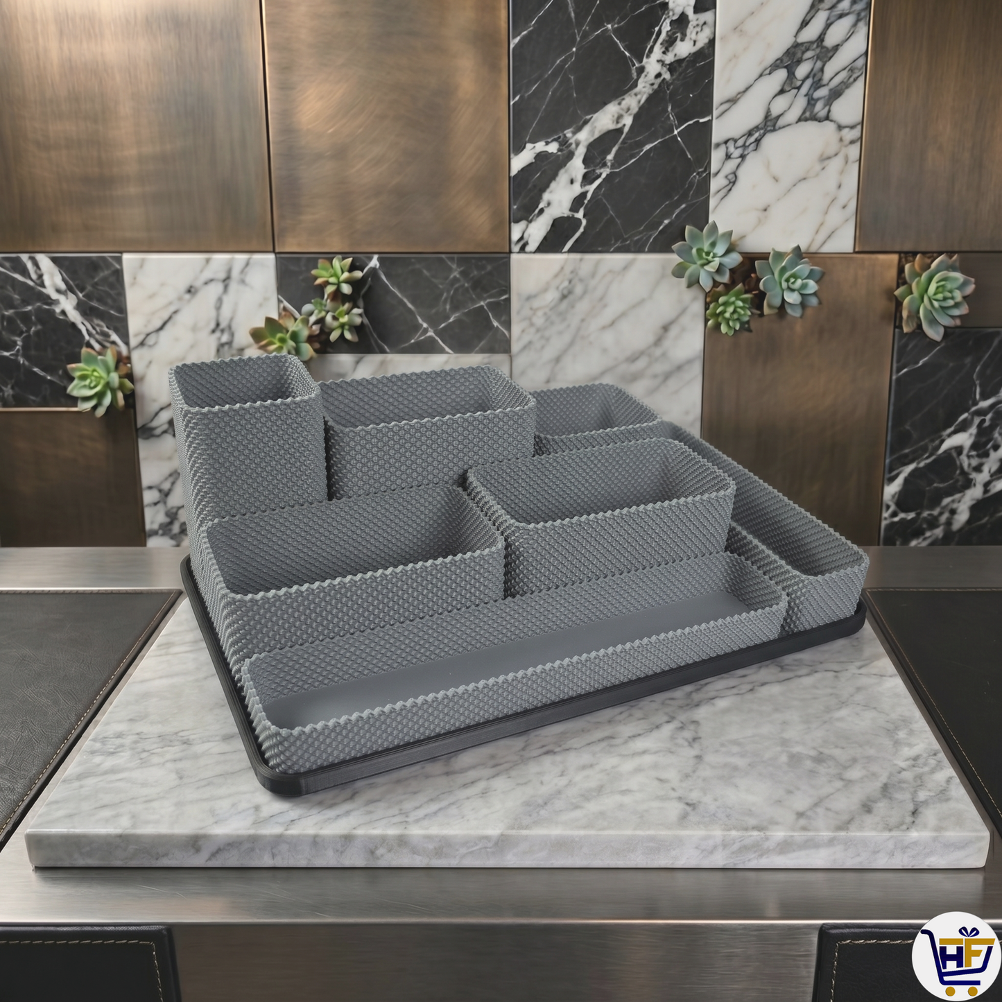 "Grid Master" 10" 3D-Printed Desk Organizer Set – 8-Piece Modular Workspace System