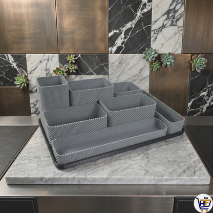 "Grid Master" 10" 3D-Printed Desk Organizer Set – 8-Piece Modular Workspace System