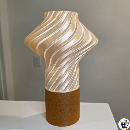 "Aura Swirl" 12" 3D-Printed Lamp – Sculptural Spiral Ribbed Ambient Light
