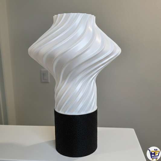 "Aura Swirl" 12" 3D-Printed Lamp – Sculptural Spiral Ribbed Ambient Light