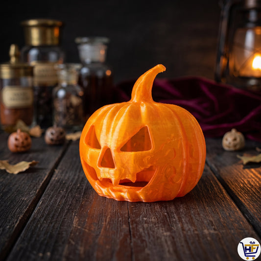 Glow Lantern Pumpkin | 3-Inch 3D-Printed Jack-o'-Lantern with LED Tea Light