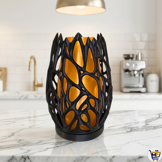 "Lumina Web" 8" Organic Sculptural Lamp – Geometric Dual-Layer Ambient Light