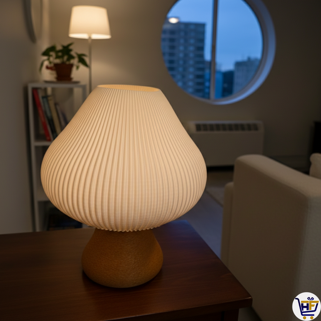 "Fungi Glow" 10" Mushroom Lamp – Mid-Century Modern 3D-Printed Ambient Light