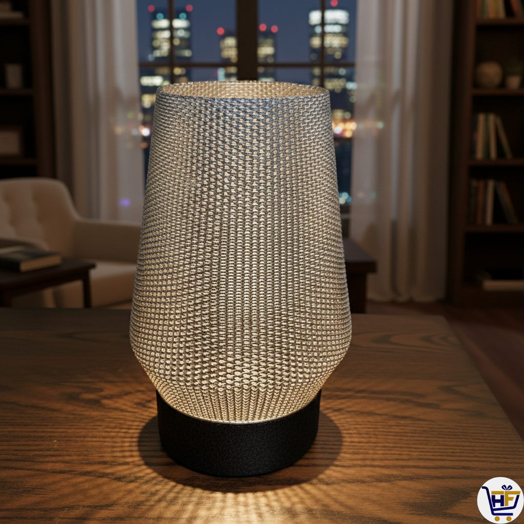 "Orbital Eclipse" 12" 3D-Printed Lamp – Geometric Dual-Tone Statement Light