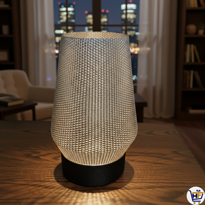 "Orbital Eclipse" 12" 3D-Printed Lamp – Geometric Dual-Tone Statement Light