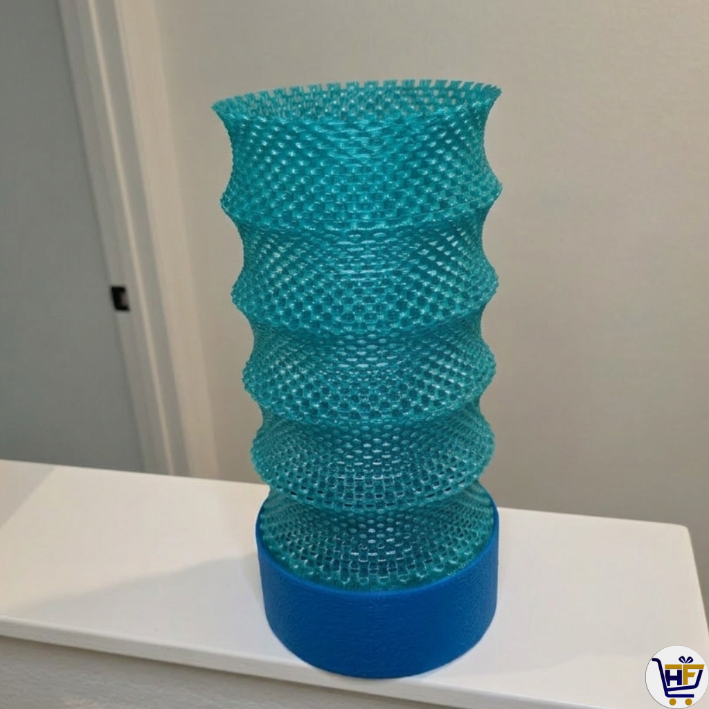 "Stellar Pillar" 12" Textured Ribbed Lamp – Contemporary 3D-Printed Ambient Light