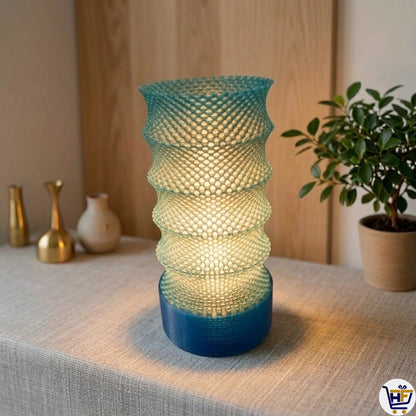 "Stellar Pillar" 12" Textured Ribbed Lamp – Contemporary 3D-Printed Ambient Light