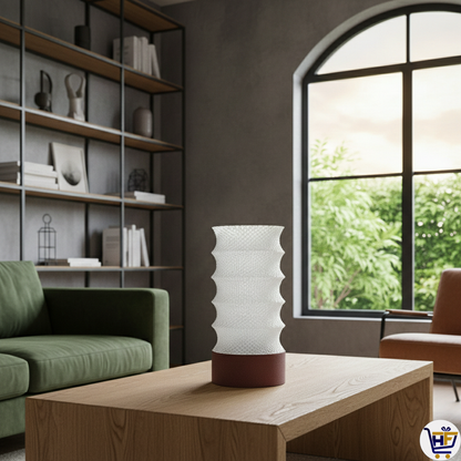 "Stellar Pillar" 12" Textured Ribbed Lamp – Contemporary 3D-Printed Ambient Light
