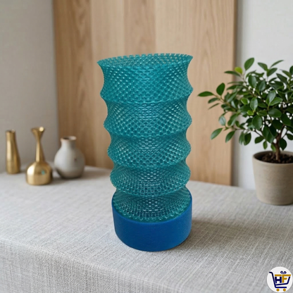 "Stellar Pillar" 12" Textured Ribbed Lamp – Contemporary 3D-Printed Ambient Light