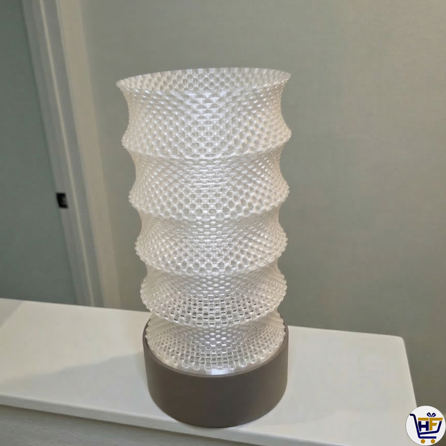 "Stellar Pillar" 12" Textured Ribbed Lamp – Contemporary 3D-Printed Ambient Light