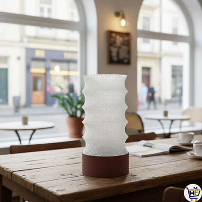 "Stellar Pillar" 12" Textured Ribbed Lamp – Contemporary 3D-Printed Ambient Light