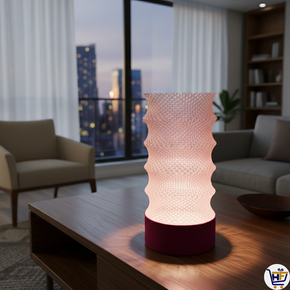 "Stellar Pillar" 12" Textured Ribbed Lamp – Contemporary 3D-Printed Ambient Light