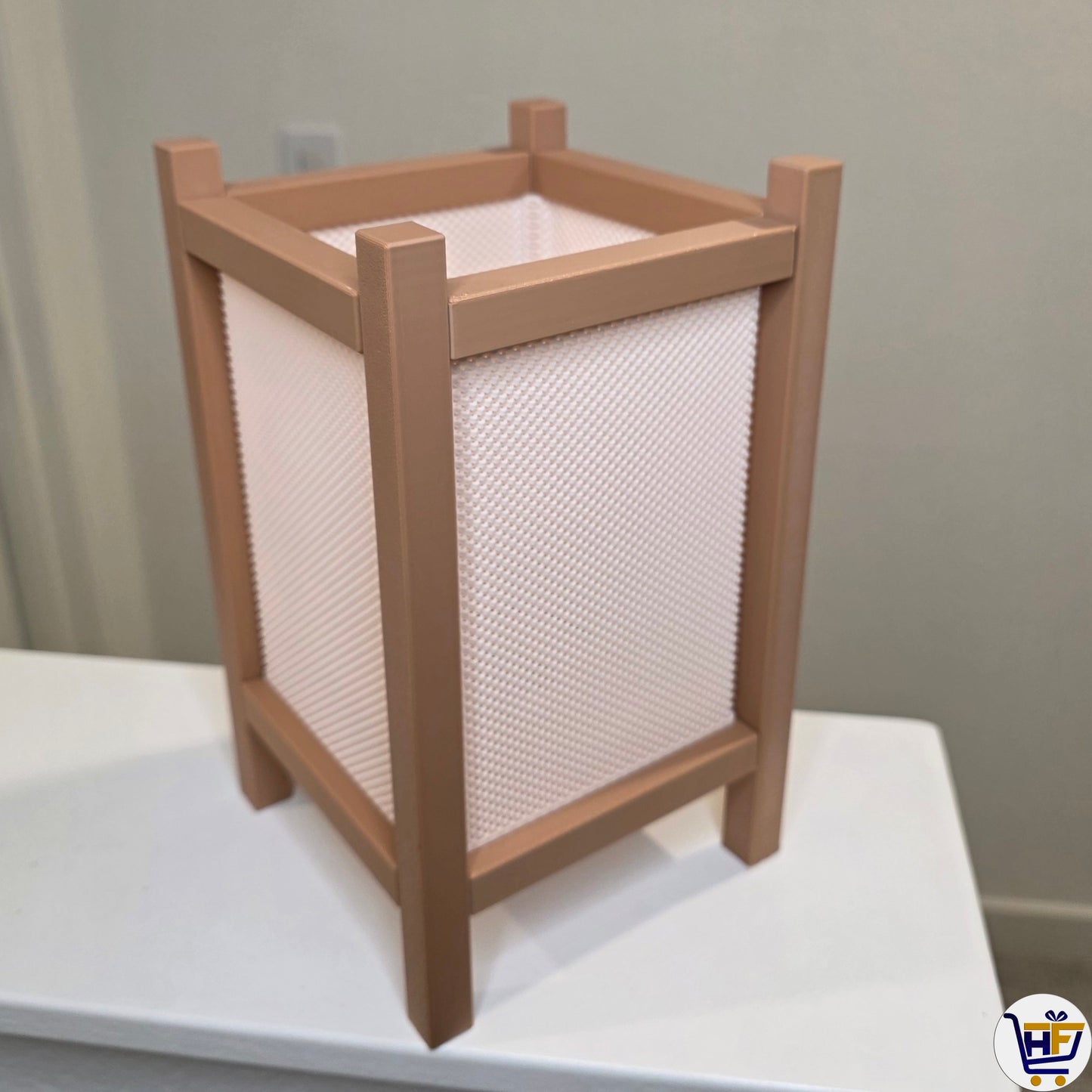 "Zenith" 9" Shoji-Inspired 3D-Printed Lantern – Minimalist Geometric Ambient Lamp