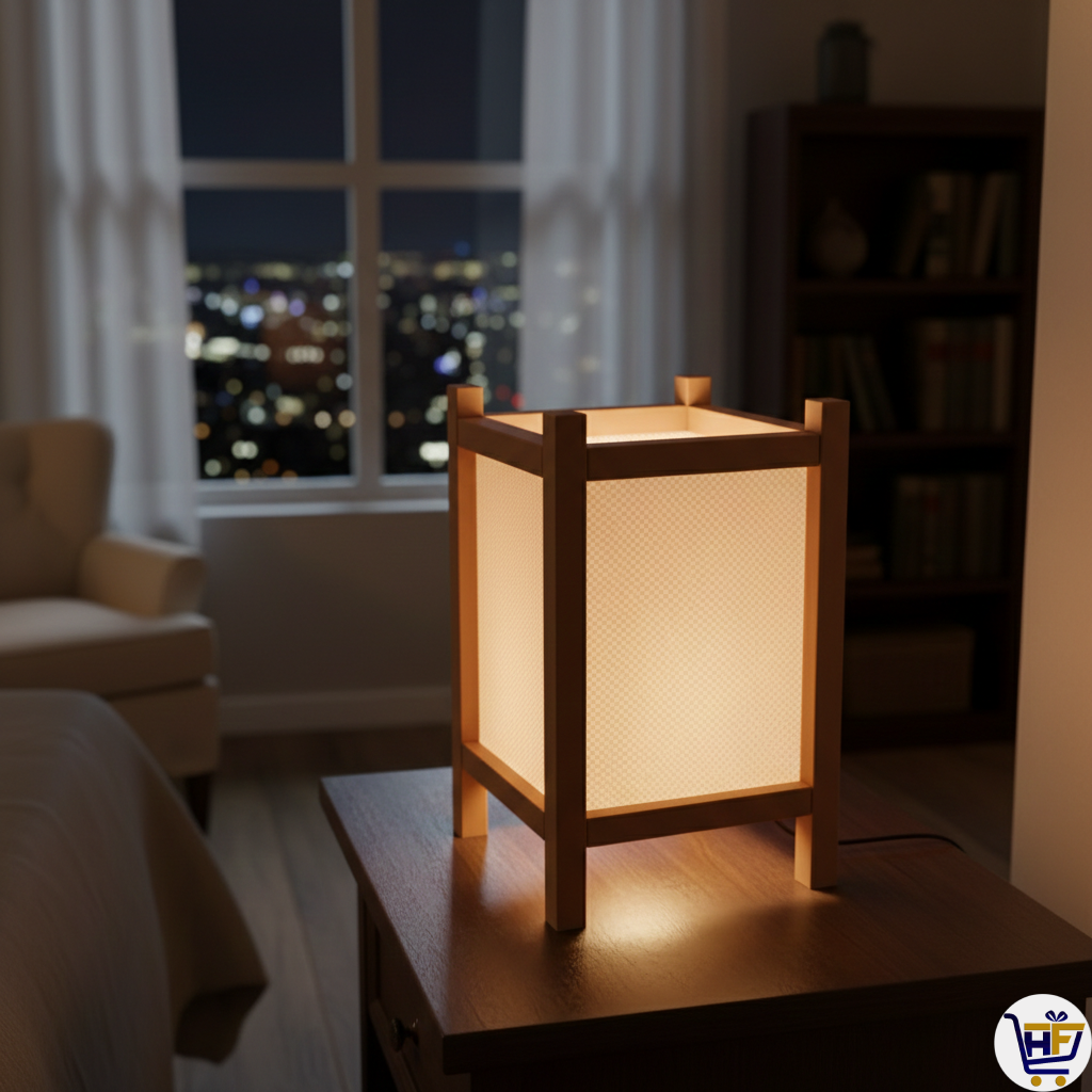 "Zenith" 9" Shoji-Inspired 3D-Printed Lantern – Minimalist Geometric Ambient Lamp