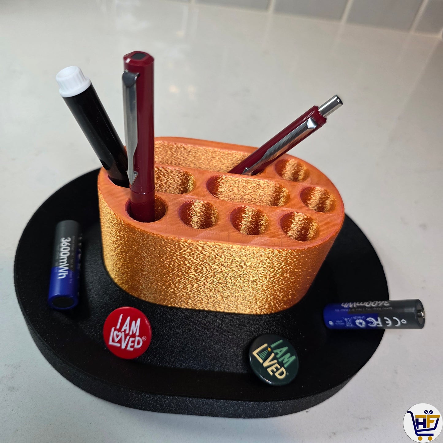 "Studio Pillar" 8" 3D-Printed Tool Organizer – 2-Piece Multi-Slot Desk Dock