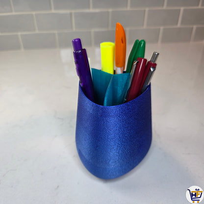 "Aurora" 4" 3D-Printed Pen Pot – Triple-Section Silk Multi-Color Desktop Organizer