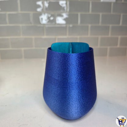 "Aurora" 4" 3D-Printed Pen Pot – Triple-Section Silk Multi-Color Desktop Organizer