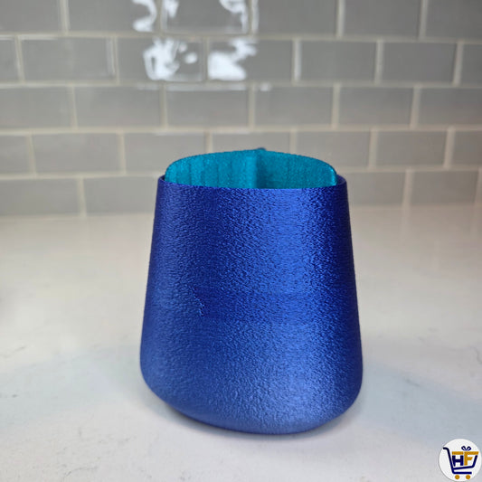 "Aurora" 4" 3D-Printed Pen Pot – Triple-Section Silk Multi-Color Desktop Organizer