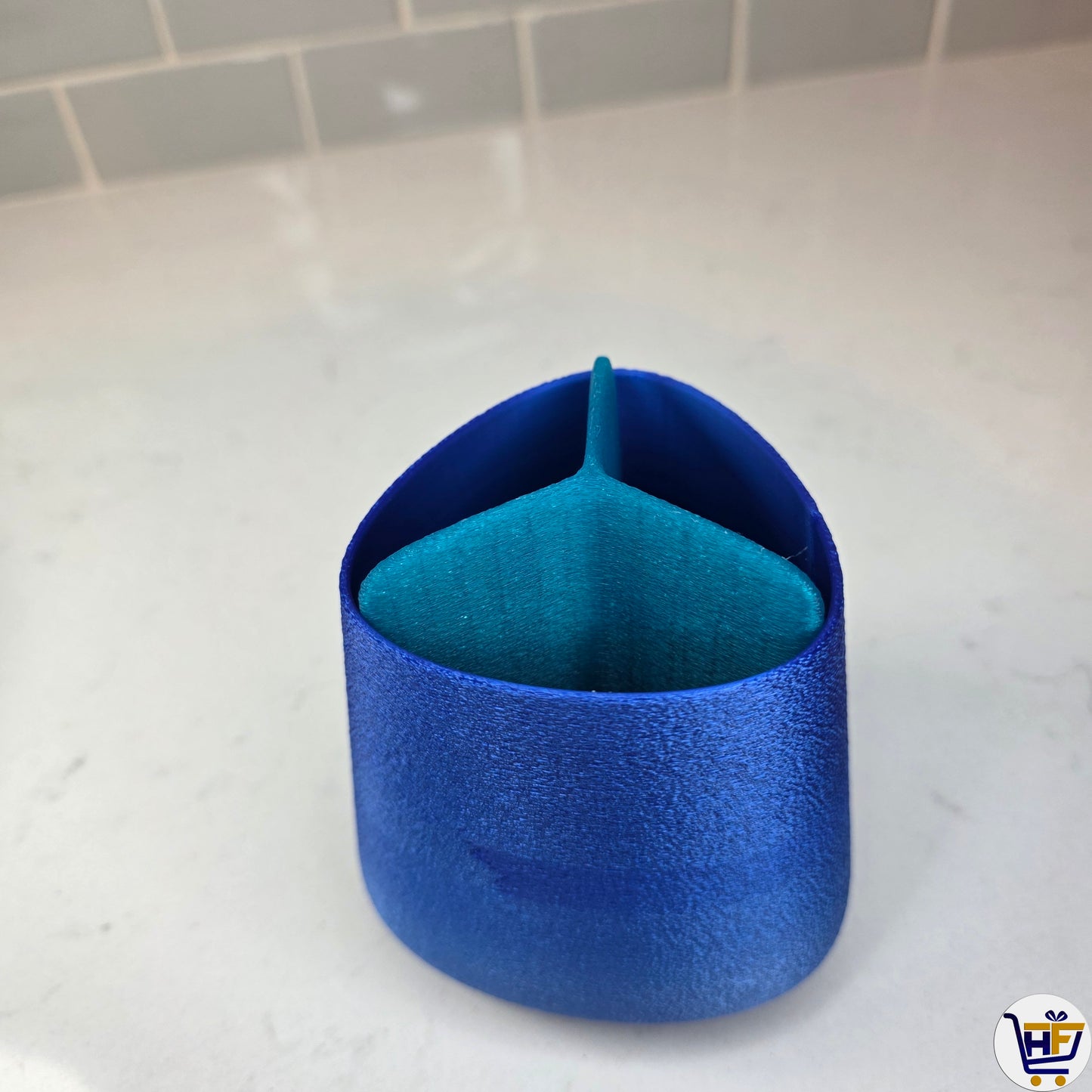 "Aurora" 4" 3D-Printed Pen Pot – Triple-Section Silk Multi-Color Desktop Organizer