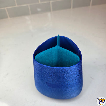 "Aurora" 4" 3D-Printed Pen Pot – Triple-Section Silk Multi-Color Desktop Organizer