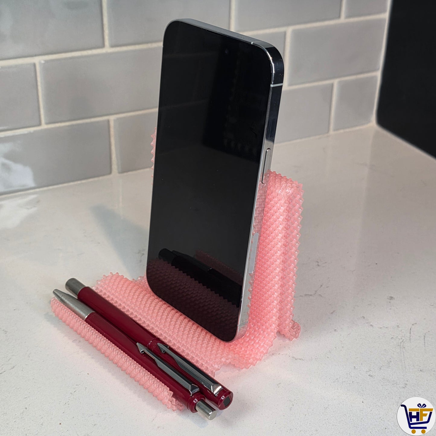 "Pixel Flow" 4" 3D-Printed Tech Stand – Textured Universal Phone & Accessory Stand