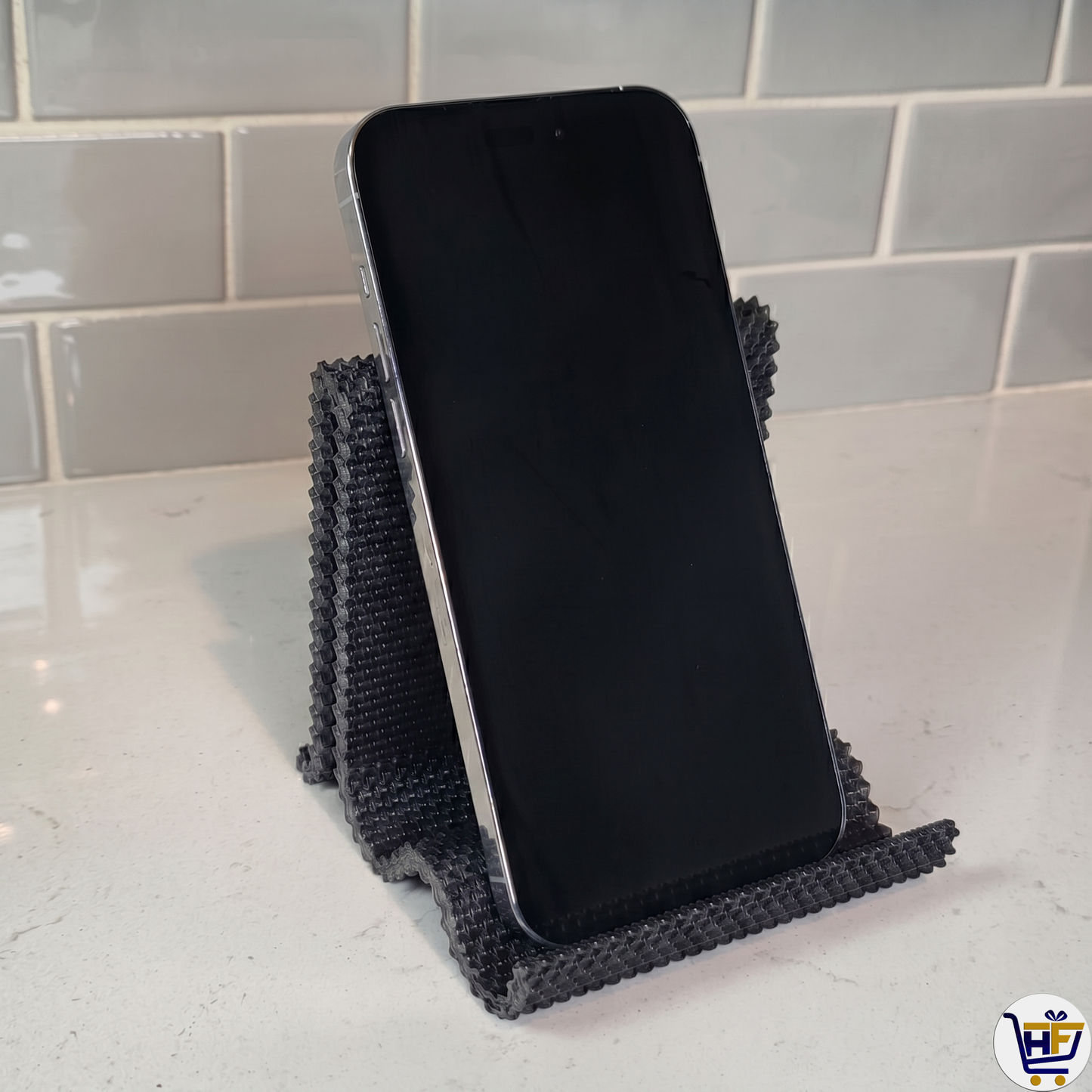 "Pixel Flow" 4" 3D-Printed Tech Stand – Textured Universal Phone & Accessory Stand