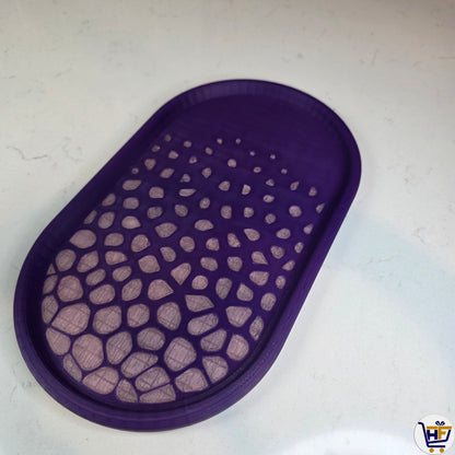 "Cellular Flow" 11" 3D-Printed Oval Tray – Modern Voronoi Catch-All Decor